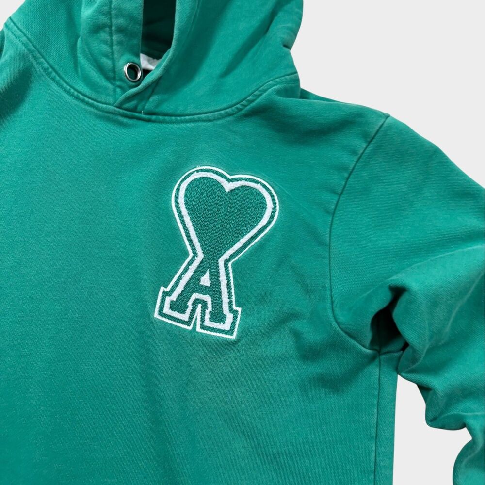 AMI Paris Alexandre Mattiussi Hoodie Green Ami de Coeur Logo XS Portugal - Picture 7 of 15